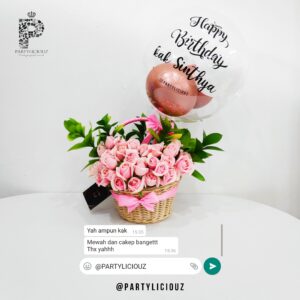 Fresh Rose Balloon Basket